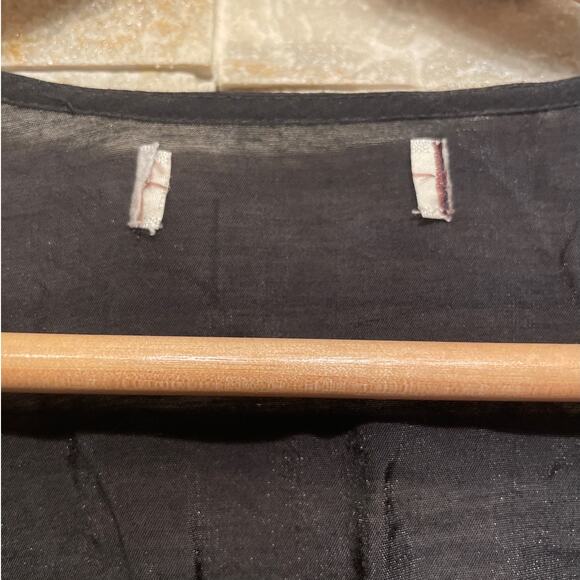 Mystical Avant Garde Black Duster Kimono | Smocked Waist Pockets Ruffle Art Wear - Picture 5 of 9